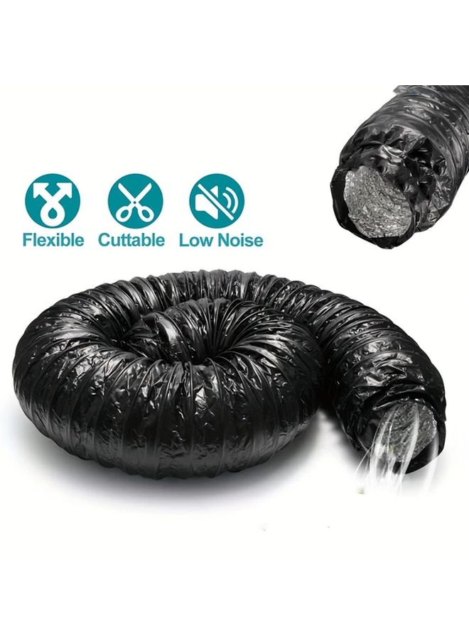 خرطوم مجرى الهواء الأسود المرن المعزول 3 بوصة 75 ملم لتقليل الضوضاء 1.2 متر لـ HVAC - Image 1