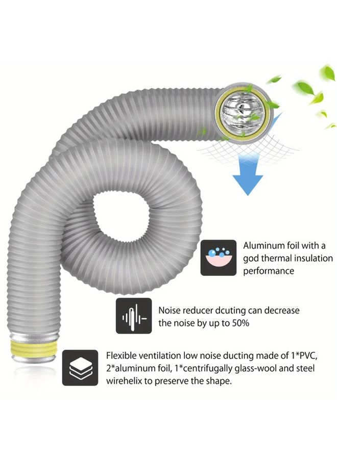 خرطوم مجرى الهواء الأسود المرن المعزول 3 بوصة 75 ملم لتقليل الضوضاء 1.2 متر لـ HVAC - Image 2