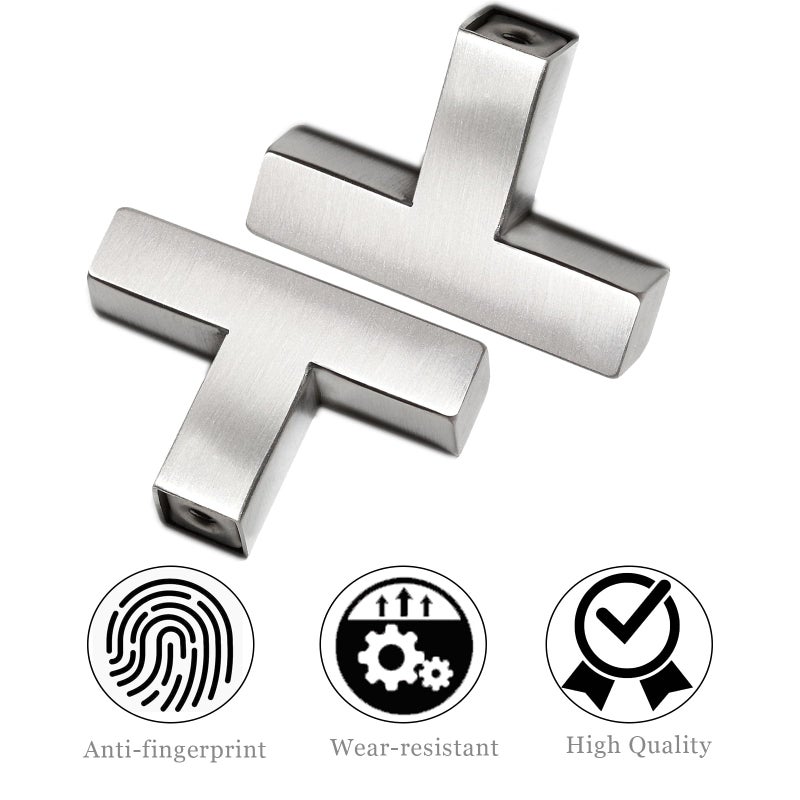 Redunest Bar Cabinet Pulls - 2 Pack Square Brushed Nickel Drawer Knobs, Stainless Steel Single Hole Cupboard Hardware - Image 2