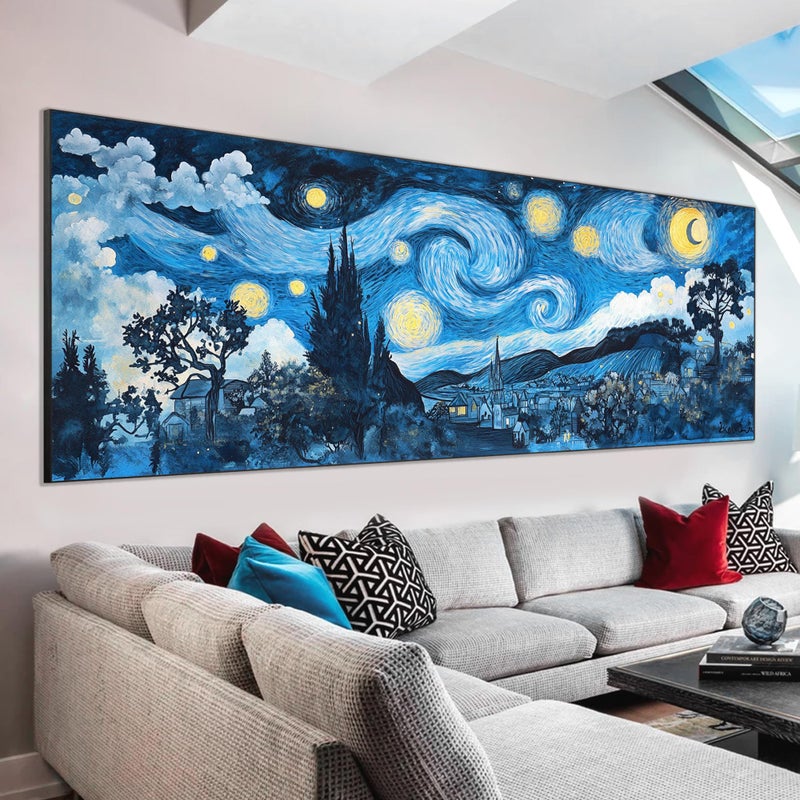 VAIIEYO Large Diamond Art Kits for Adults Starry Night Tree, Diamond Art Landscape, Large Diamond Painting Kits Full Drill Round Rhinestone Craft Canvas for Home Wall Decor Gift 12x31 inch - Image 1