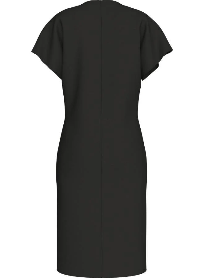 CALVIN KLEIN Stretch Crepe Short Sleeve Midi Dress