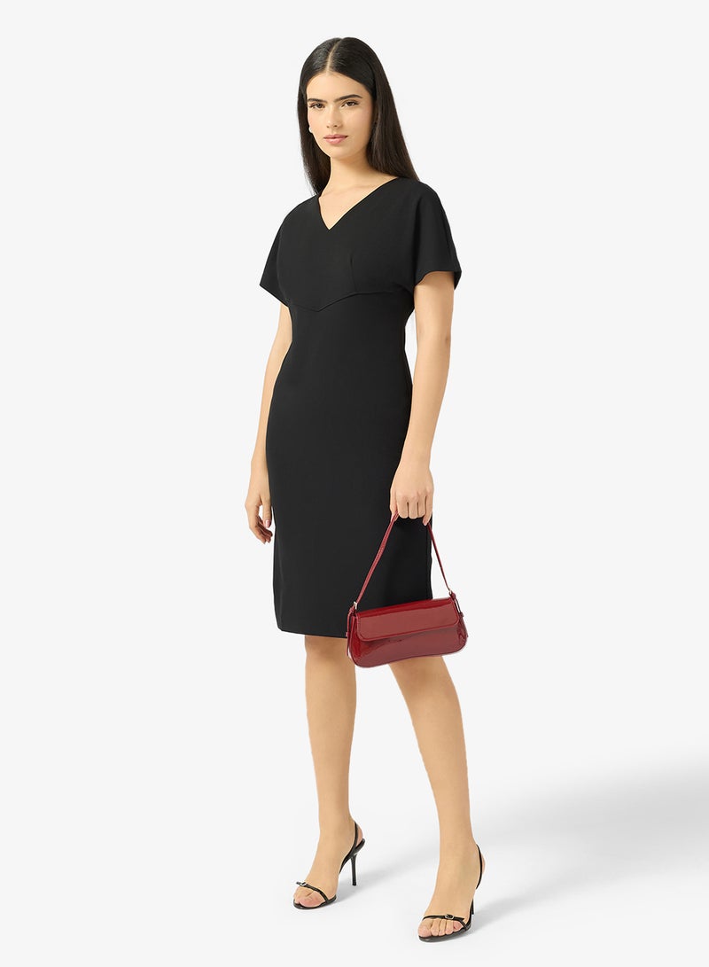 CALVIN KLEIN Stretch Crepe Short Sleeve Midi Dress - Image 4