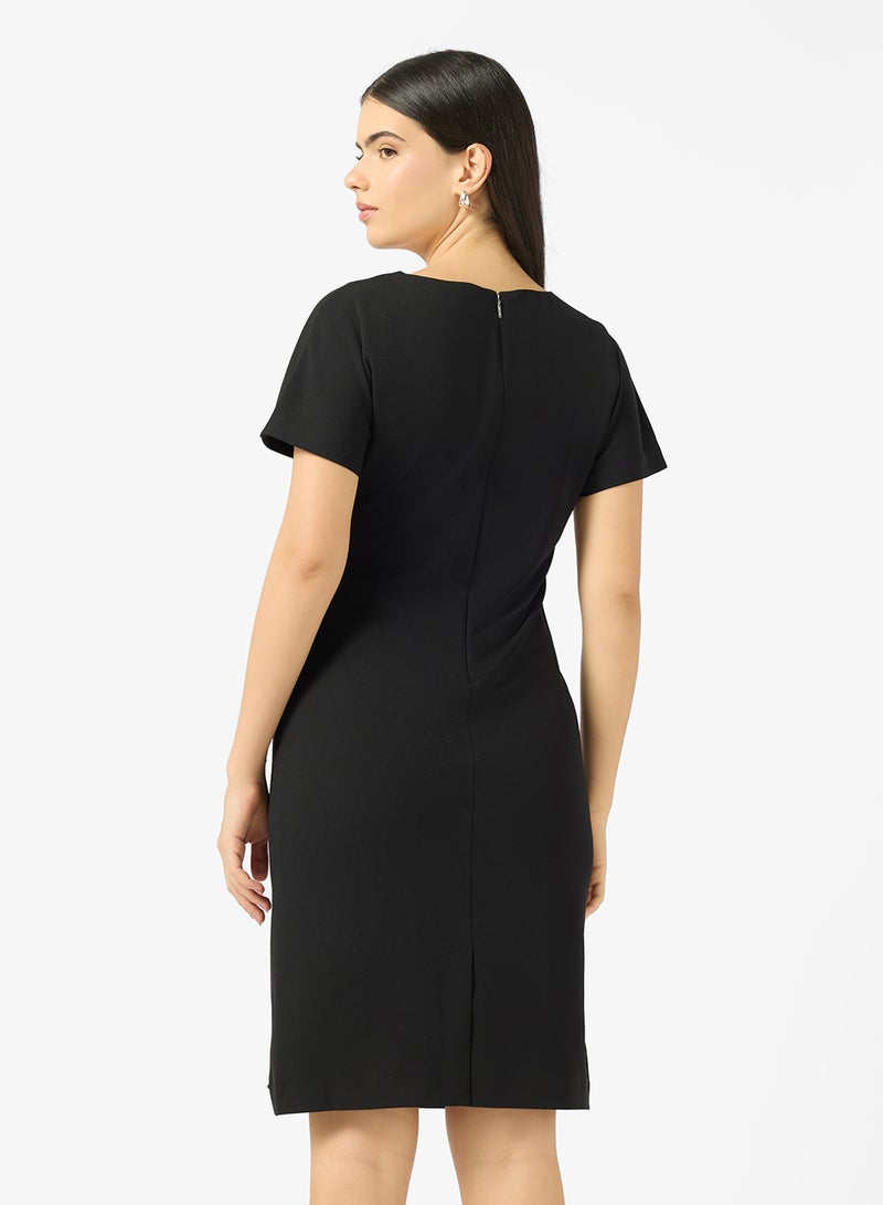 CALVIN KLEIN Stretch Crepe Short Sleeve Midi Dress - Image 2