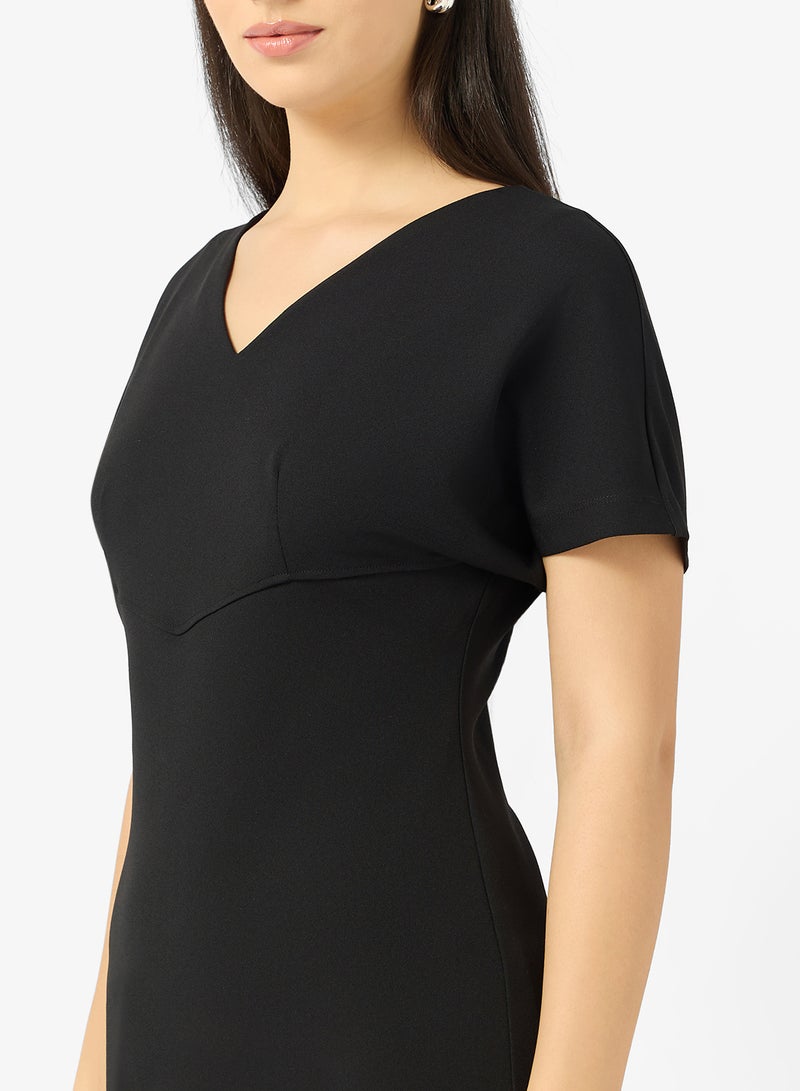 CALVIN KLEIN Stretch Crepe Short Sleeve Midi Dress - Image 3