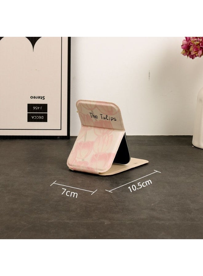 Kiffiyeh Tulip Foldable Tabletop Makeup Mirror | High-Definition Portable Vanity Mirror for Students, Dormitories & Offices | Small Size - Image 2