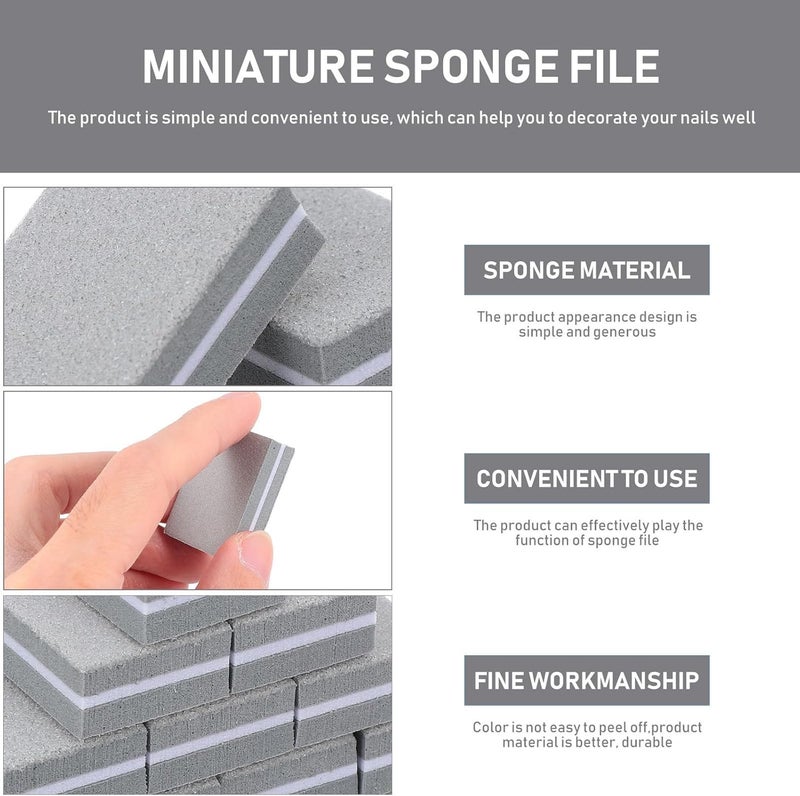 50pcs Mini Nail Sponge Buffers Gray Double-Sided Nail Files Manicure Polishing Blocks for Professional Art and Home Use - Image 4