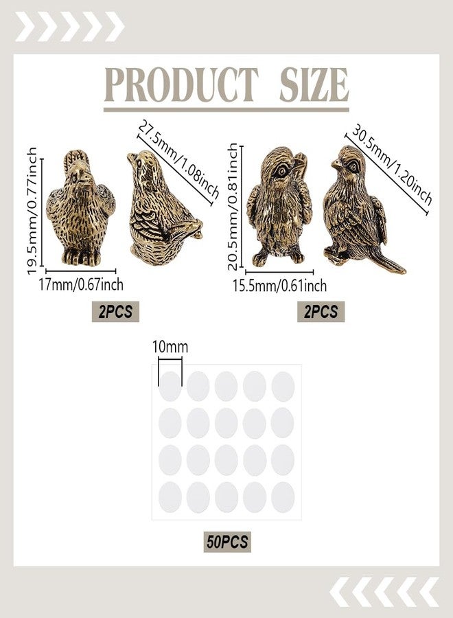 AHANDMAKER 4pcs Brass Sparrow Hinge Heads Decorative Topper Antique Golden Bird Ornaments Set Door Hinge Head for Home Office Desktop Decoration Collectible Figurines Gift for Animal Lovers - Image 2