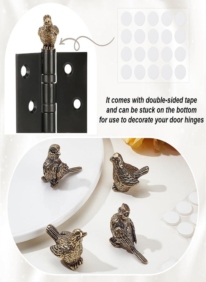 AHANDMAKER 4pcs Brass Sparrow Hinge Heads Decorative Topper Antique Golden Bird Ornaments Set Door Hinge Head for Home Office Desktop Decoration Collectible Figurines Gift for Animal Lovers - Image 4