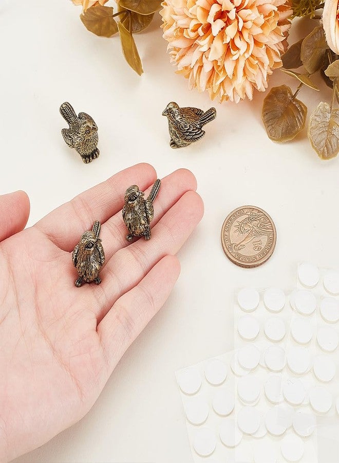 AHANDMAKER 4pcs Brass Sparrow Hinge Heads Decorative Topper Antique Golden Bird Ornaments Set Door Hinge Head for Home Office Desktop Decoration Collectible Figurines Gift for Animal Lovers - Image 3