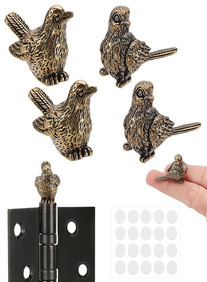 AHANDMAKER 4pcs Brass Sparrow Hinge Heads Decorative Topper Antique Golden Bird Ornaments Set Door Hinge Head for Home Office Desktop Decoration Collectible Figurines Gift for Animal Lovers - Image 1