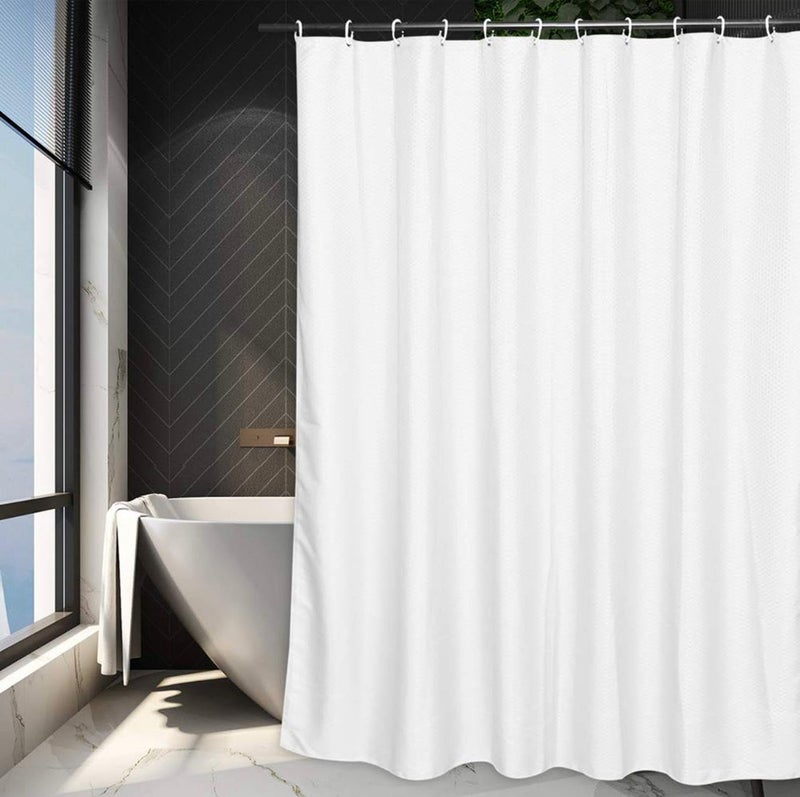Waterproof Shower Curtain with Elegant Hexagon Design 180x180cm (White) - Image 1