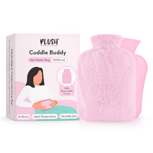 Plush Cuddle Buddy Hot Water Bag for Period Cramps & Muscle Pain With Soft Fur Cover | Natural Heat Therapy for Muscle Relaxation & Pain Relief | 1000 ml | Removable & Washable Fur Cover - Image 1