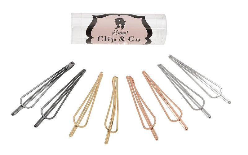 L Erickson Metal Drop Bobby Pin Clip  Go 8Pack  GunmetalSilverGoldRose Gold
