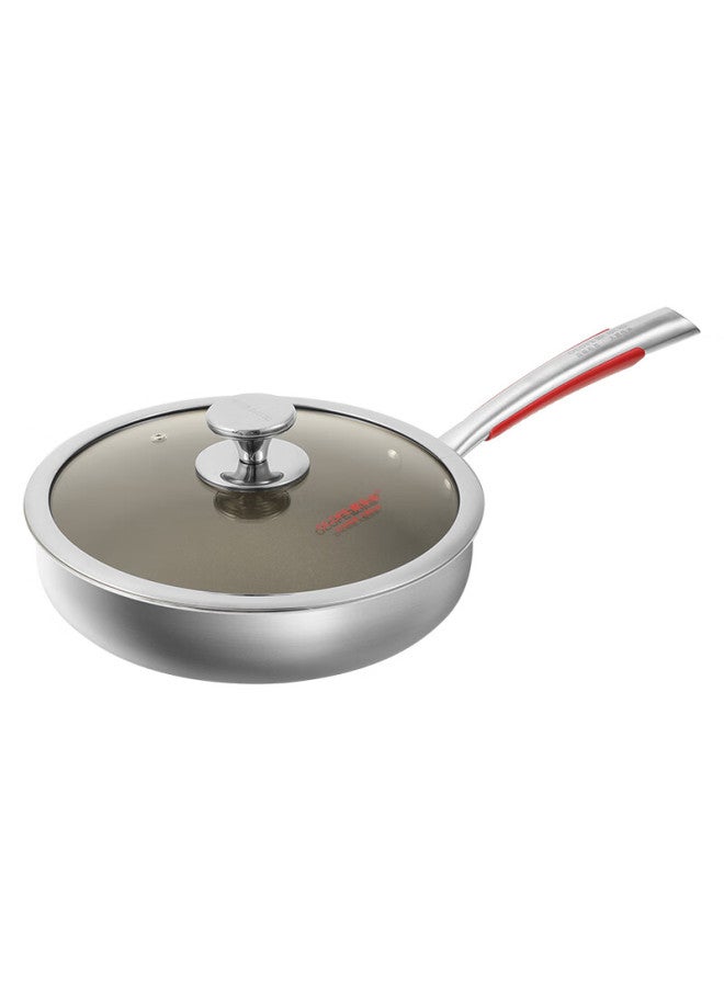 Olofe Titanium-coated Non-stick Stainless Steel Frying Pan, Non-stick Flat Bottom Pan With Titanium Coating, Compatible With Induction And Gas Stoves, Titanium Shield, 26cm - Image 2