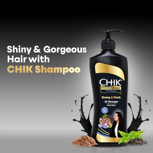 Chik Protein Therapy Shampoo| For Strong & Black Hair | With The Goodness Of Black Tea, and Flax Seeds | 340ml - Image 4