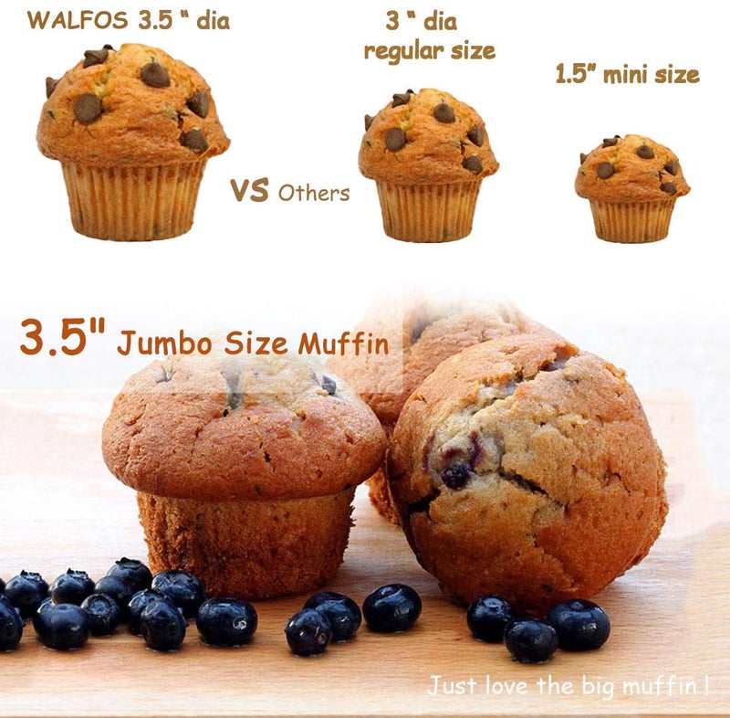 Walfos Silicone Texas Muffin Pan Set- 6 Cup Jumbo Silicone Cupcake Pan, Non-Stick Silicone, Just PoP Out! Perfect for Egg Muffin, Big Cupcake - BPA Free and Dishwasher Safe, Set of 2 - Image 5