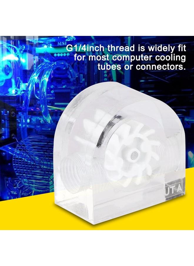 Thoraya 12 Impellers Flow Meter Indicator for PC Water Cooling System G1/4" Thread Semicircle (White)  - Image 2