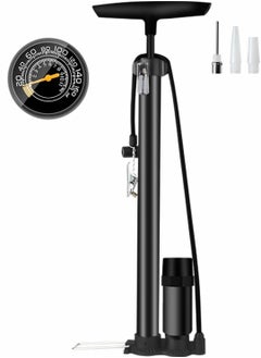 ماركة غير محددة Bike Tire Pump with Gauge, Air Pump Portable, Fits Presta & Schrader Valves, 160 PSI, Bicycle Pump for Road Bike, MTB, BMX, Sports Balls  - Image 1