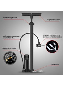 ماركة غير محددة Bike Tire Pump with Gauge, Air Pump Portable, Fits Presta & Schrader Valves, 160 PSI, Bicycle Pump for Road Bike, MTB, BMX, Sports Balls  - Image 2