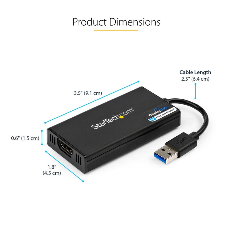 Startech.com StarTech.com USB 3.0 to HDMI Adapter, 4K 30Hz UHD, USB to HDMI Display Adapter, External Adapter for Mac & Windows, TAA  - Image 5