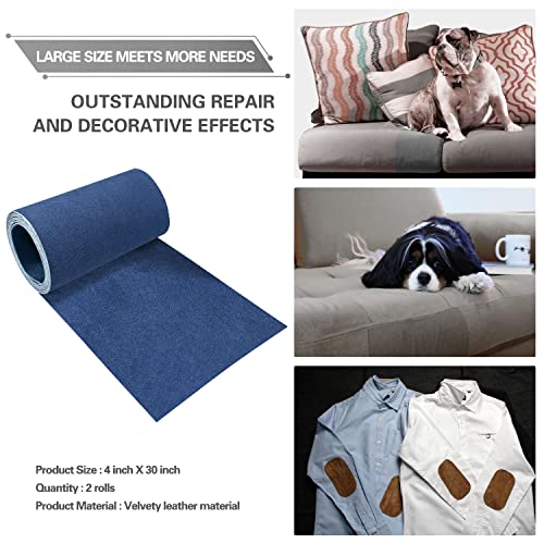 Azobur Velvet Repair Patch, Self-Adhesive Flannel Fabric Patch, Multi Colors, Microfiber Patch，Can be Used to Patch Sofas, Car Seats, Handbags, Jacket Holes and Tears (Blue) - Image 2