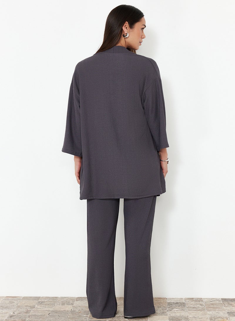 trendyol Relaxed Fit Smoked Knitted Kimona and Pants Set - TWOSS24AU00091 - Image 5