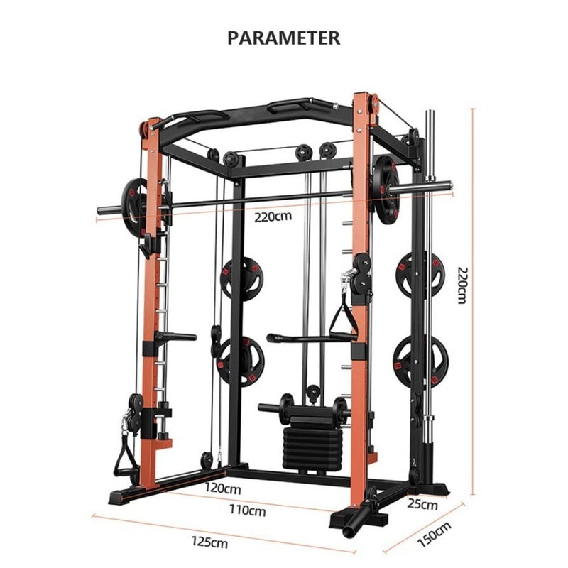 ALL IN ONE MULTI FUNCTION SMITH MACHINE WITH CABLE CROSSOVER, WEIGHT LIFTING and HOME TRAINING MACHINE/ FULLY BLACK COLOR - Image 3