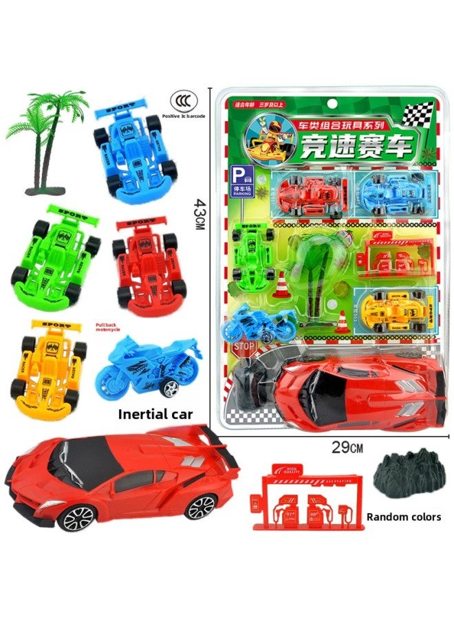 Mini Children's Hanging Board Fun Kitchen Set Play Home Night Market Supermarket Toy Supply Wholesale-Color:54672 Double Blister 【car Combination Racing Car】 599-157 - Image 1