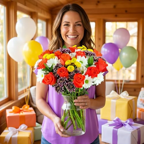 Benchmark Bouquets - Life is Good Orange Roses - Fresh Flowers for Delivery - Mothers Day Flowers for Mom - Gifts for Mom - Mother's Day Bouquet (Glass Vase Included) - Image 5