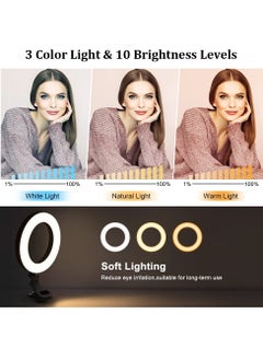 KASTWAVE LED Ring Light with Tripod Stand & Phone Holder for Live Streaming & YouTube Video, Dimmable Desk Makeup Ring Light for Photography, Shooting with 3 Light Modes & 10 Brightness Level (5 inch)  - Image 3