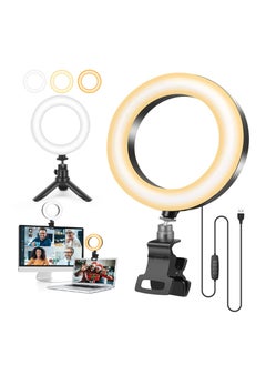 KASTWAVE LED Ring Light with Tripod Stand & Phone Holder for Live Streaming & YouTube Video, Dimmable Desk Makeup Ring Light for Photography, Shooting with 3 Light Modes & 10 Brightness Level (5 inch)  - Image 1