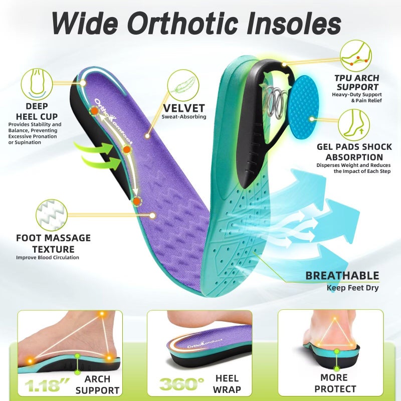 OrthoComfoot Women's Orthopedic Diabetic Wide Sneakers: Comfort Bunions Plantar Fasciitis Sports Working Sneakers, Adjustable Fashion Swollen Arch Support Hammer Toes Tennis Shoes Purple Size 8 - Image 5