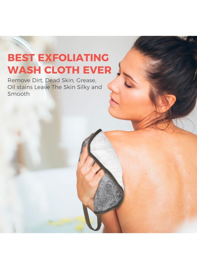 ZOMCHI 3 Pack Exfoliating Washcloth, Premium Facial and Body Wash Cloths with Softness and Scrubbing Two Sides, Bath Cloths for Women and Men (Smoke) - Image 3