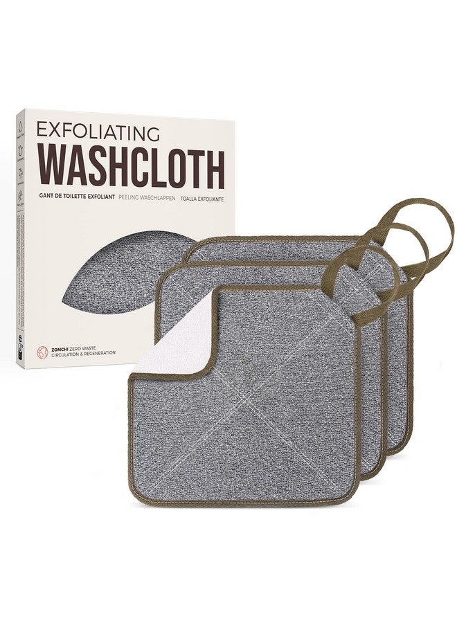 ZOMCHI 3 Pack Exfoliating Washcloth, Premium Facial and Body Wash Cloths with Softness and Scrubbing Two Sides, Bath Cloths for Women and Men (Smoke) - Image 1
