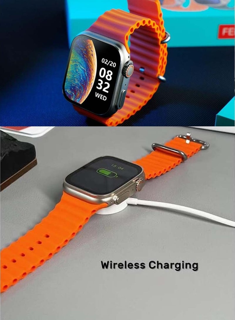 FEND F8 Ultra Smart Watch 49mm Full Screen Display With 2 Pair Straps and Wireless Charger For Mens and Boys - Image 4