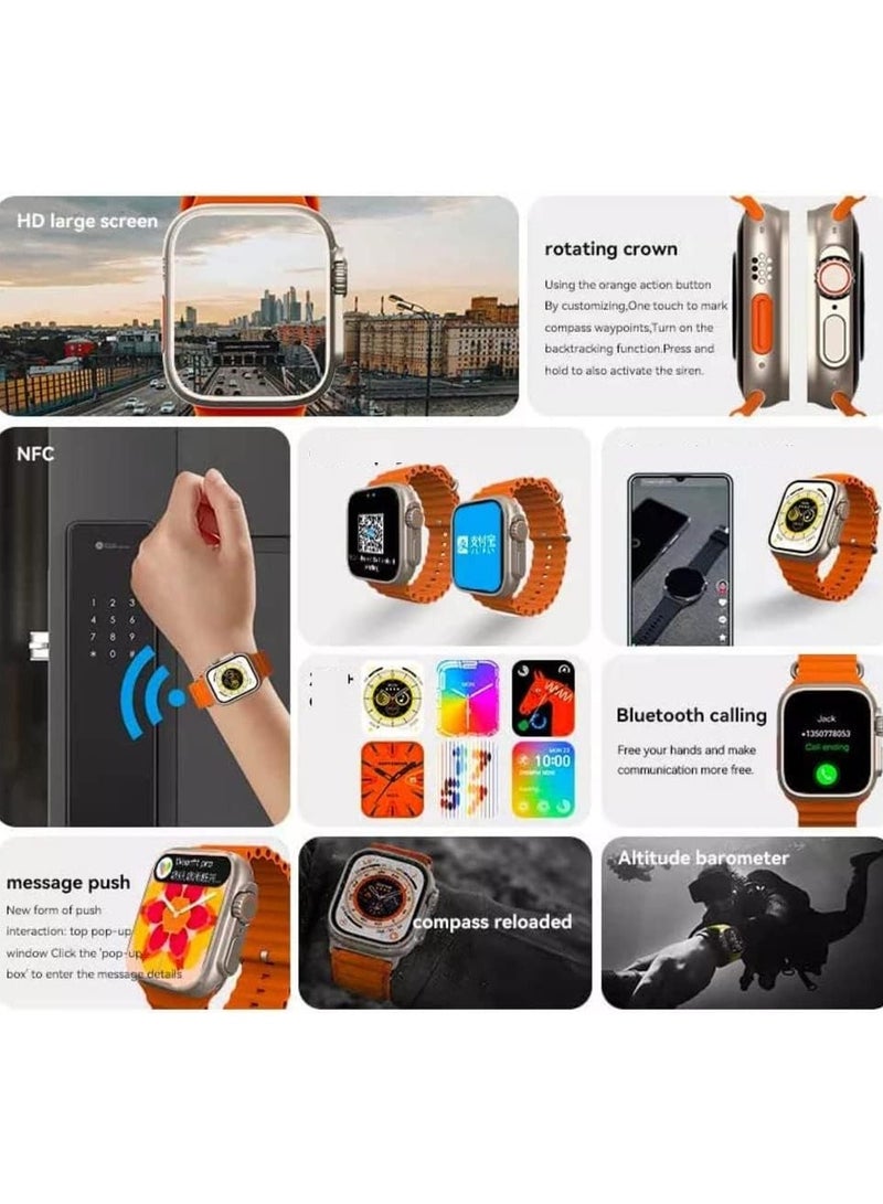 FEND F8 Ultra Smart Watch 49mm Full Screen Display With 2 Pair Straps and Wireless Charger For Mens and Boys - Image 5