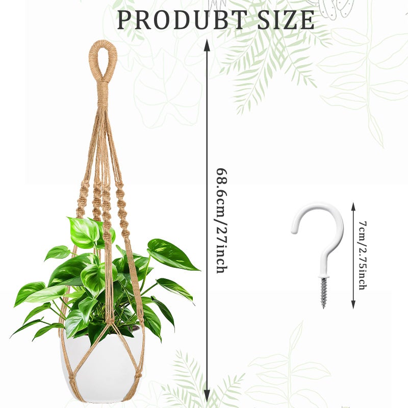 Augshy 27 Inch Macrame Plant Hanger, 2 Packs Plant Hangers with Hooks, Hanging Planter for Indoor Plants Decorative Macrame Pot Hanger for Home Decor - Image 2