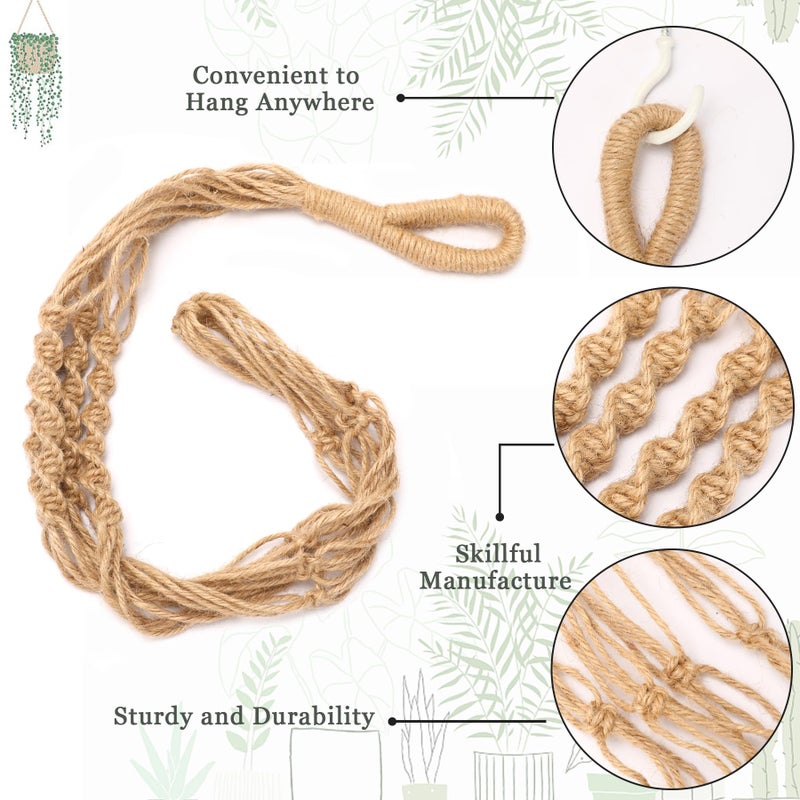 Augshy 27 Inch Macrame Plant Hanger, 2 Packs Plant Hangers with Hooks, Hanging Planter for Indoor Plants Decorative Macrame Pot Hanger for Home Decor - Image 3