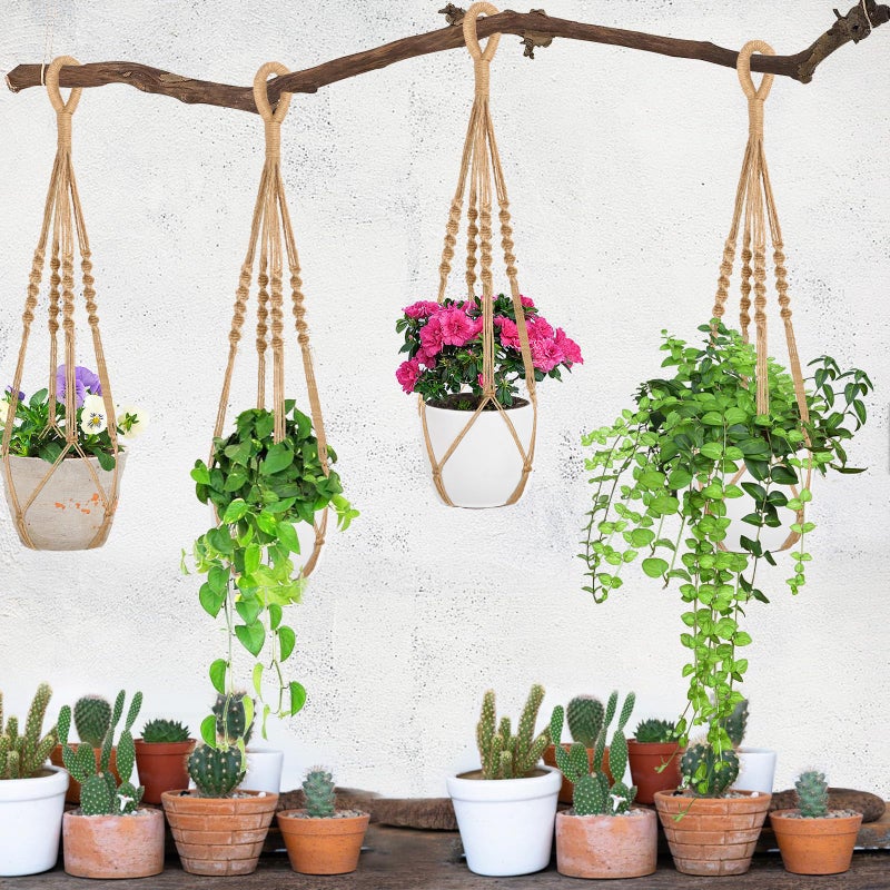 Augshy 27 Inch Macrame Plant Hanger, 2 Packs Plant Hangers with Hooks, Hanging Planter for Indoor Plants Decorative Macrame Pot Hanger for Home Decor - Image 5
