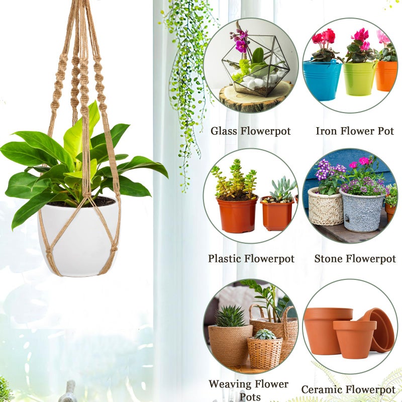 Augshy 27 Inch Macrame Plant Hanger, 2 Packs Plant Hangers with Hooks, Hanging Planter for Indoor Plants Decorative Macrame Pot Hanger for Home Decor - Image 4