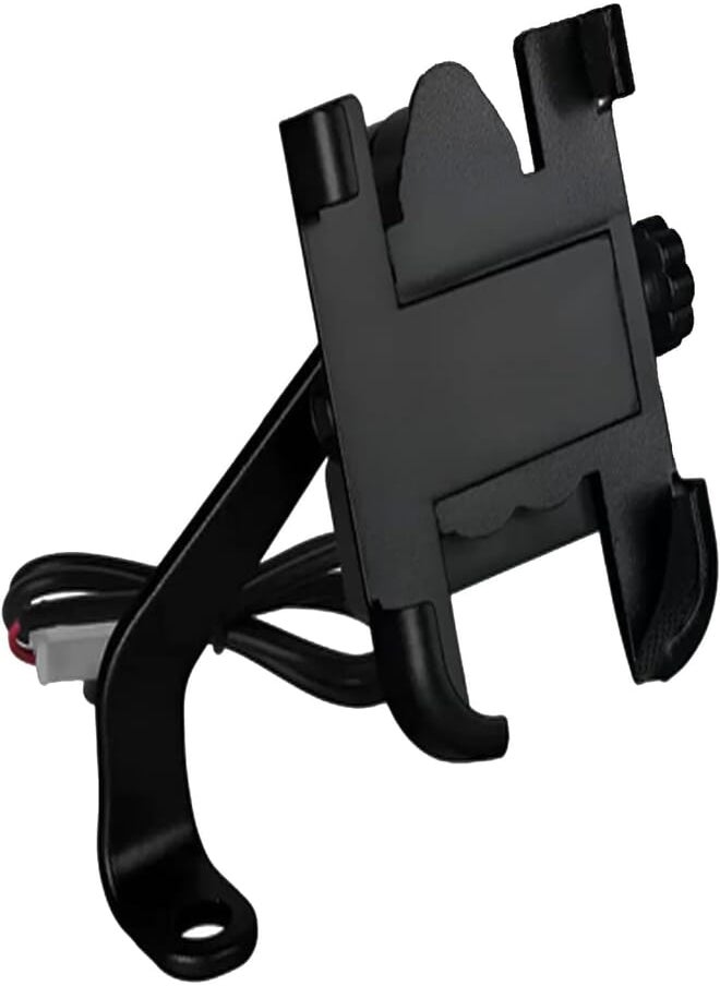 Generic - Metal Mount, Adjustable and Rotate Strong Phone Mount Anti-Fall Even in Off-Road, for Motorcycles, Bikes, Mountain Cars and Suitable for All Phones (Mirror Pole - USB Charger - Black) - KaberTrade - Image 1