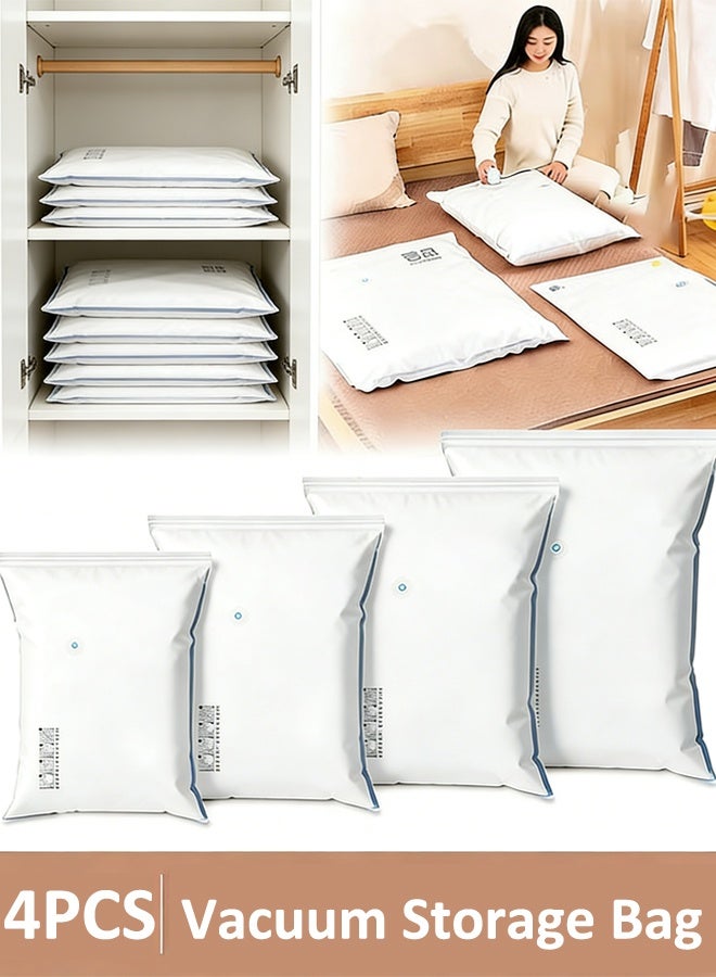 4PCS Vacuum Storage Bags, Reusable Compression Bags, Double Zip Seal Clip,Travel Vacuum Sealer Bags, Rapid Vacuum for Clothes, Mattress, Blanket, Pillows Compression and Travelling(1Extra Large + 1 Large + 1Medium + 1 Small) - Image 1