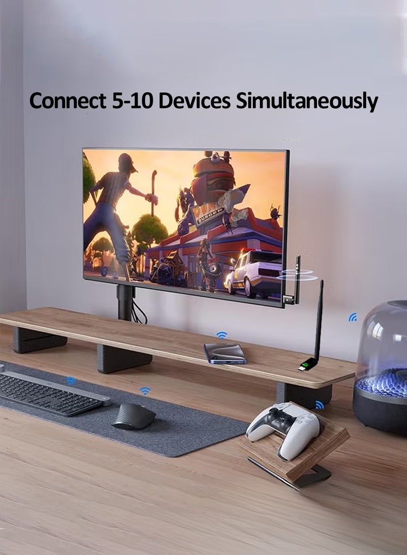 دراكلاو محول واي فاي USB للكمبيوتر الشخصي - محول شبكة لاسلكية لأجهزة الكمبيوتر المكتبية، محول بلوتوث USB بعيد المدى بترددات 2.4 جيجاهرتز و 5.8 جيجاهرتز مع هوائي مزدوج النطاق عالي الكسب 5dBi، يدعم أنظمة التشغيل ويندوز 11/10/7، لون أسود. - Image 4