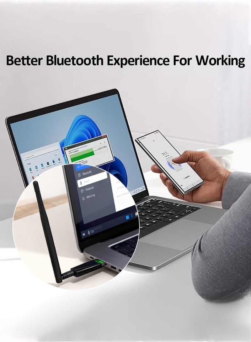 دراكلاو محول واي فاي USB للكمبيوتر الشخصي - محول شبكة لاسلكية لأجهزة الكمبيوتر المكتبية، محول بلوتوث USB بعيد المدى بترددات 2.4 جيجاهرتز و 5.8 جيجاهرتز مع هوائي مزدوج النطاق عالي الكسب 5dBi، يدعم أنظمة التشغيل ويندوز 11/10/7، لون أسود. - Image 5