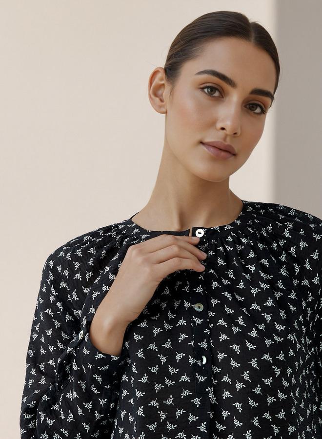Splash FAV Mandarin Collar Top with Print - Image 4
