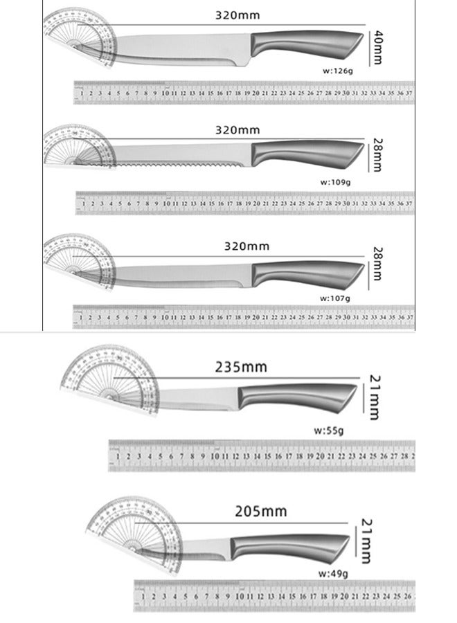 ZCM-HAPPY 6 Piece Premium Stainless Steel Hollow Handle Knife Set with Elegant Acrylic Knife Holder – Essential Culinary Tools for Precision Cutting and Stylish Kitchen Display - Image 2