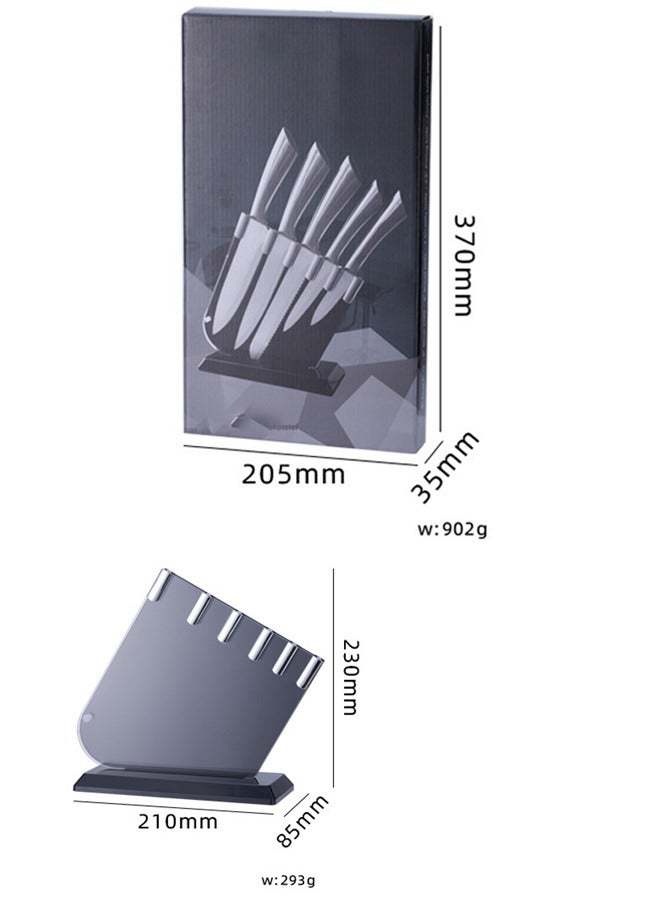ZCM-HAPPY 6 Piece Premium Stainless Steel Hollow Handle Knife Set with Elegant Acrylic Knife Holder – Essential Culinary Tools for Precision Cutting and Stylish Kitchen Display - Image 3