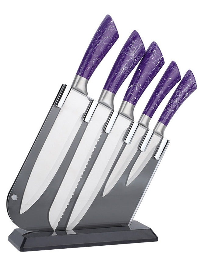 ZCM-HAPPY 6 Piece Premium Stainless Steel Hollow Handle Knife Set with Elegant Acrylic Knife Holder – Essential Culinary Tools for Precision Cutting and Stylish Kitchen Display - Image 5