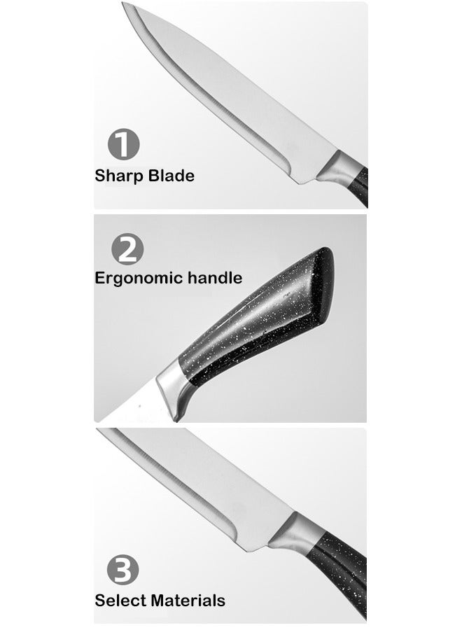 ZCM-HAPPY 6 Piece Premium Stainless Steel Hollow Handle Knife Set with Elegant Acrylic Knife Holder – Essential Culinary Tools for Precision Cutting and Stylish Kitchen Display - Image 4
