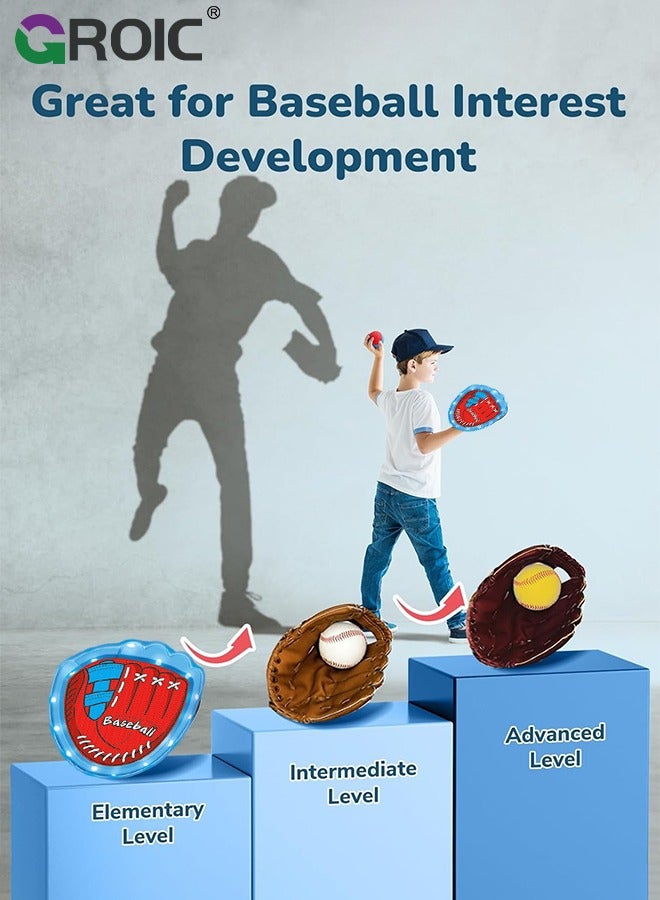 GROIC Kids Velcro Catching Balls Set,Toss and Catch Ball Game Set with Light,Baseball Glove Sticky Mitt,Yard Games Beach Toys,Paddle Ball Family Backyard Games,Kids Outdoor Games Baseball Game - Image 2